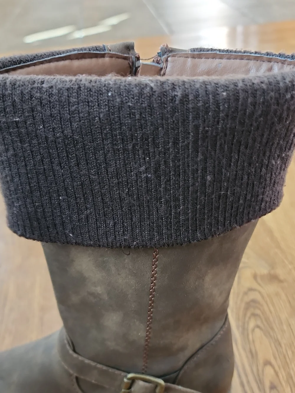 Faded Glory Breanna Brown Faux Suede Sweater Cuff Boots - Girls Size 3M / EU 35